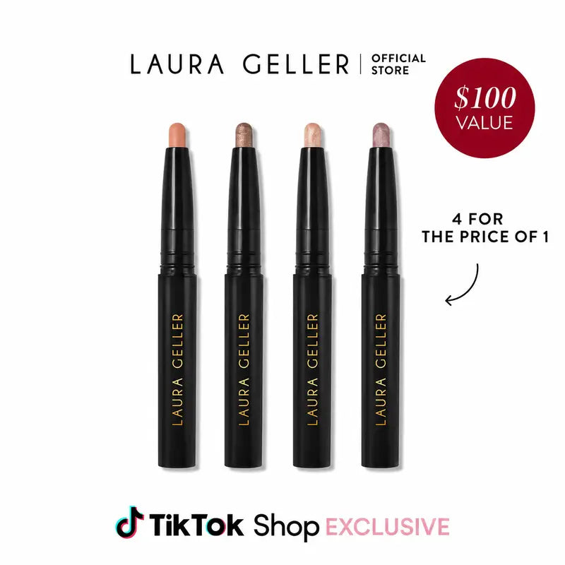Laura Geller Always There Eyeshadow Sticks 4 - 5PC Value Kit - Easy Application - 4 for the Price of 1 - Crease-Proof Eyeshadow Sticks – Easy-Blend Shimmer & Matte Set for Hooded Eyes & Mature Skin