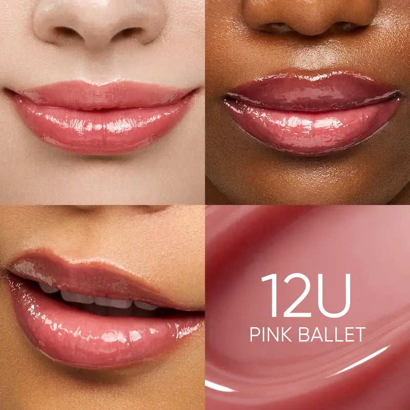Hydrating Brightening Lip Serum with Hyaluronic Acid & Peptide for Radiant Lips Gentle Glossy Korean Beauty Makeup Balm Shea Smooth Moisture with Cooling Metal Roller Applicator