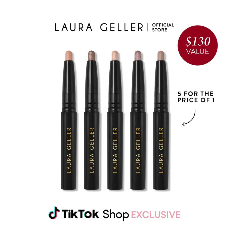 Laura Geller Always There Eyeshadow Sticks 4 - 5PC Value Kit - Easy Application - 4 for the Price of 1 - Crease-Proof Eyeshadow Sticks – Easy-Blend Shimmer & Matte Set for Hooded Eyes & Mature Skin