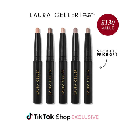 Laura Geller Always There Eyeshadow Sticks 4 - 5PC Value Kit - Easy Application - 4 for the Price of 1 - Crease-Proof Eyeshadow Sticks – Easy-Blend Shimmer & Matte Set for Hooded Eyes & Mature Skin