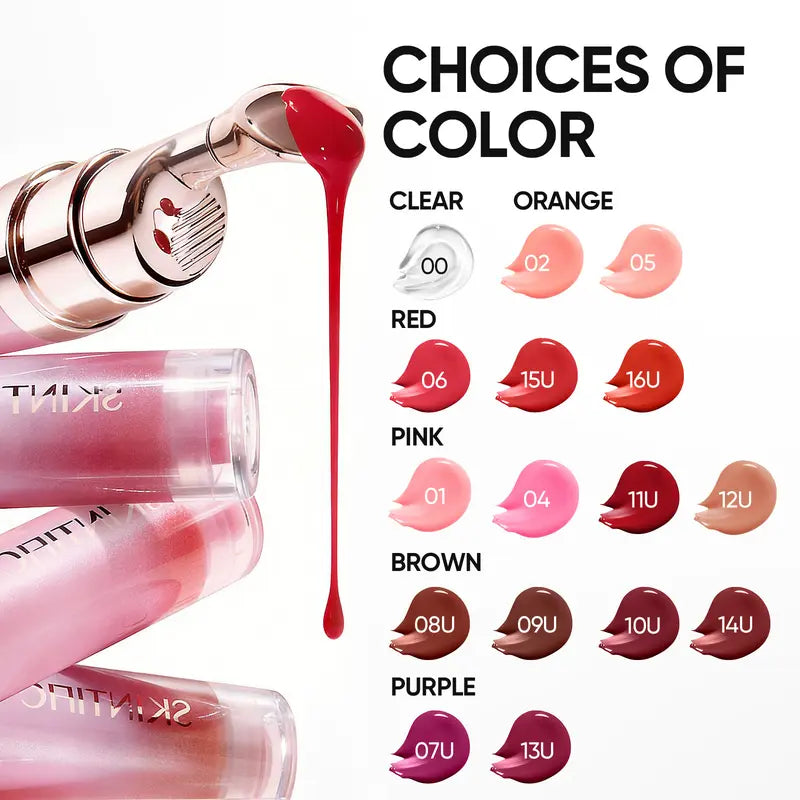 Hydrating Brightening Lip Serum with Hyaluronic Acid & Peptide for Radiant Lips Gentle Glossy Korean Beauty Makeup Balm Shea Smooth Moisture with Cooling Metal Roller Applicator