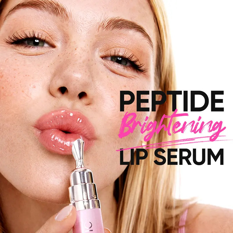Hydrating Brightening Lip Serum with Hyaluronic Acid & Peptide for Radiant Lips Gentle Glossy Korean Beauty Makeup Balm Shea Smooth Moisture with Cooling Metal Roller Applicator