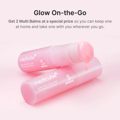Medicube PDRN Pink Collagen Volume Multi Balm | Comprehensive Volufiline, PDRN, and NAD Treatment for Youthful Appearance, Fine Line Reduction, Firming, and Anti-Aging Care | Targeted Solutions for Under-Eyes, Neck, Forehead, Smile Lines, and Lips | Korean Skincare