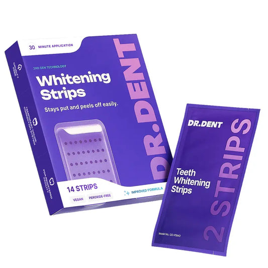 DR.DENT Purple Teeth Whitening Strips - 7/21 Sessions - Peroxide-Free PAP Formula with Color-Correcting Technology