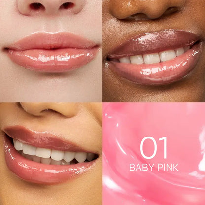 Hydrating Brightening Lip Serum with Hyaluronic Acid & Peptide for Radiant Lips Gentle Glossy Korean Beauty Makeup Balm Shea Smooth Moisture with Cooling Metal Roller Applicator