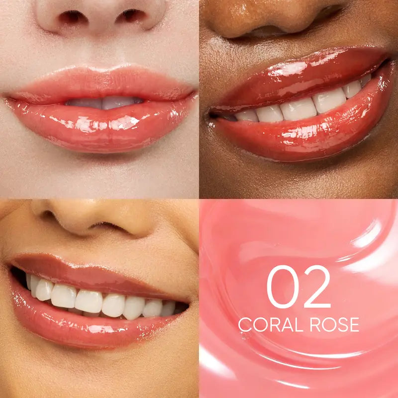 Hydrating Brightening Lip Serum with Hyaluronic Acid & Peptide for Radiant Lips Gentle Glossy Korean Beauty Makeup Balm Shea Smooth Moisture with Cooling Metal Roller Applicator