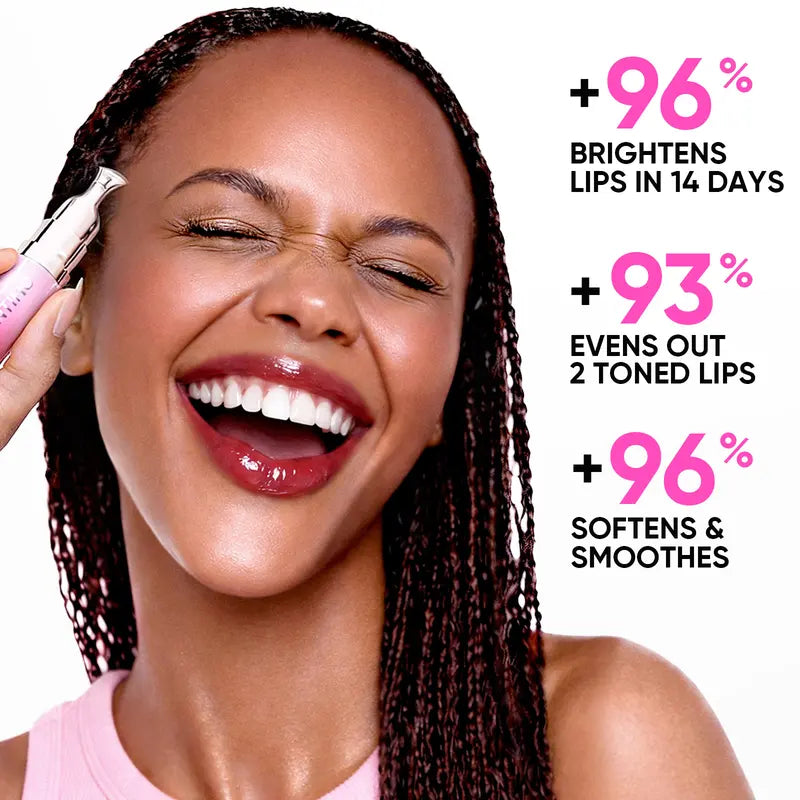 Hydrating Brightening Lip Serum with Hyaluronic Acid & Peptide for Radiant Lips Gentle Glossy Korean Beauty Makeup Balm Shea Smooth Moisture with Cooling Metal Roller Applicator